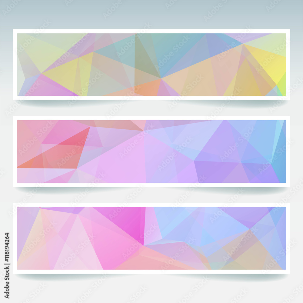 Set of banner templates with pastel colorful abstract background. Modern vector