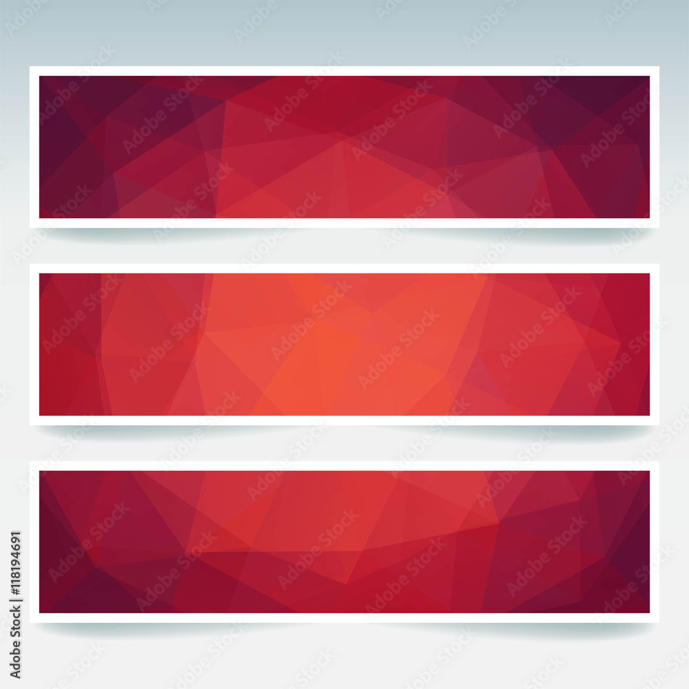 Horizontal banners set with polygonal triangles. Polygon backgrounds Horizontal banners set with polygonal triangles. Polygon backgrounds