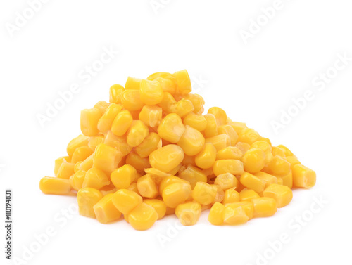 Pile of a canned corn isolated