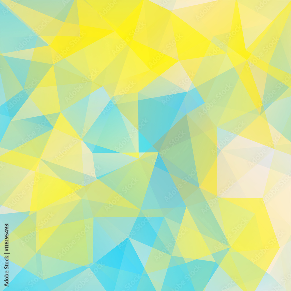 Fototapeta premium Background made of yellow, blue triangles. Square composition 