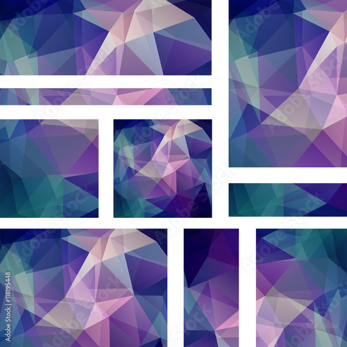 Vector banners set with polygonal abstract triangles. 