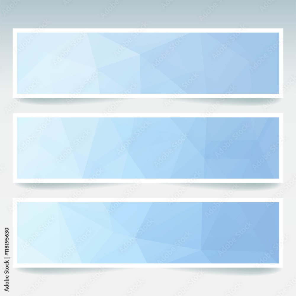 Vector banners set with polygonal abstract blue triangles. Vector banners set with polygonal abstract blue triangles.