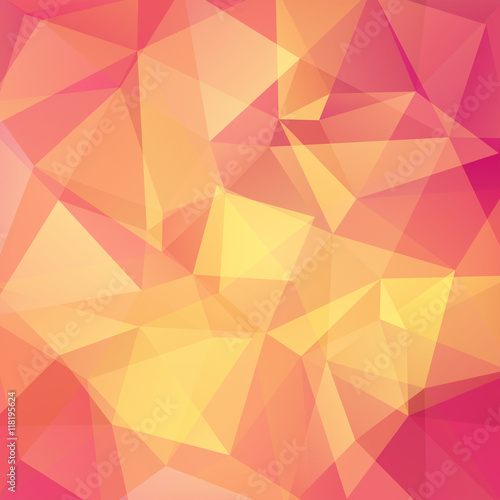 Abstract background consisting of triangles. Geometric design. Yellow, orange colors