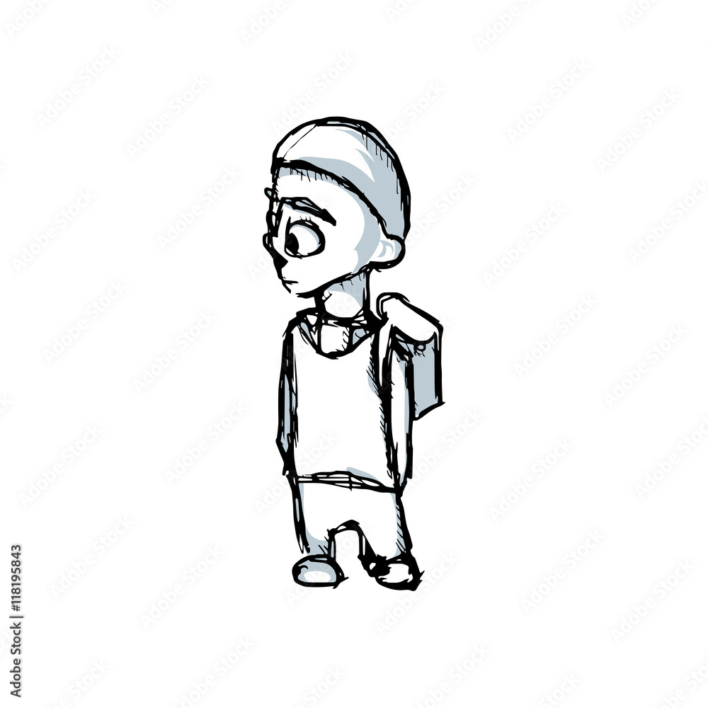 Simple hand drawn school boy vector illustration Simple hand drawn school boy vector illustration