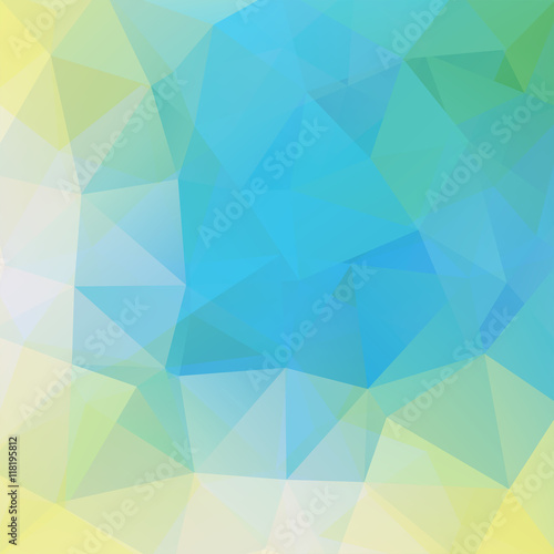 abstract background consisting of blue, yellow, green triangles