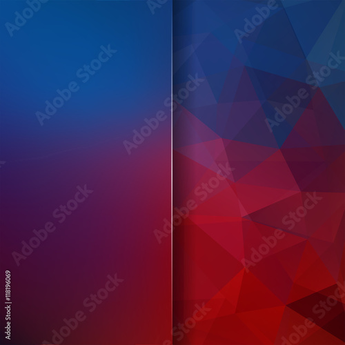 Abstract geometric style blue background. Red business background