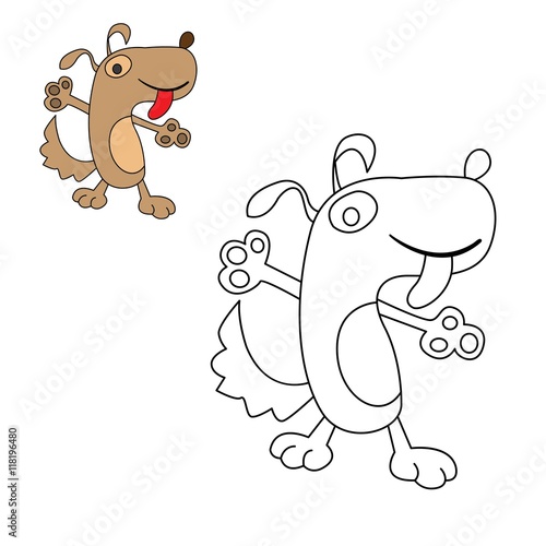 dog coloring pooch vector illustration cartoon