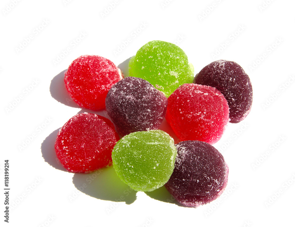 Colorful marmalade candies isolated on white background. Food Colorful marmalade candies isolated on white background. Food