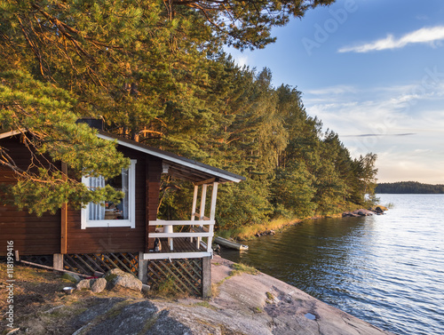 Print op canvas Idyllic cottage next to the Baltic Sea