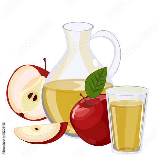 Full jug of apple juice isolated on white vector.