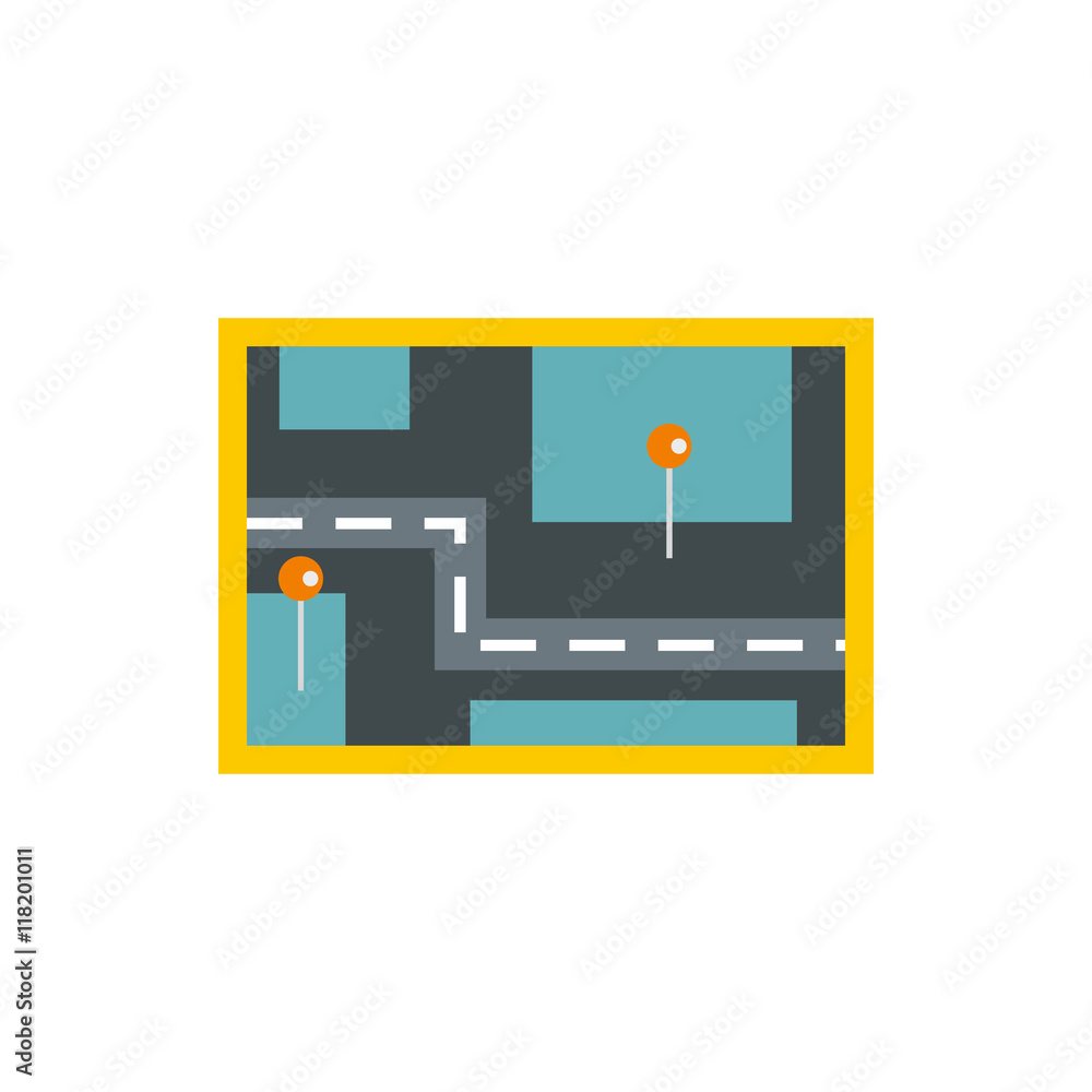 Road map icon in flat style isolated on white background. Navigation symbol Road map icon in flat style isolated on white background. Navigation symbol