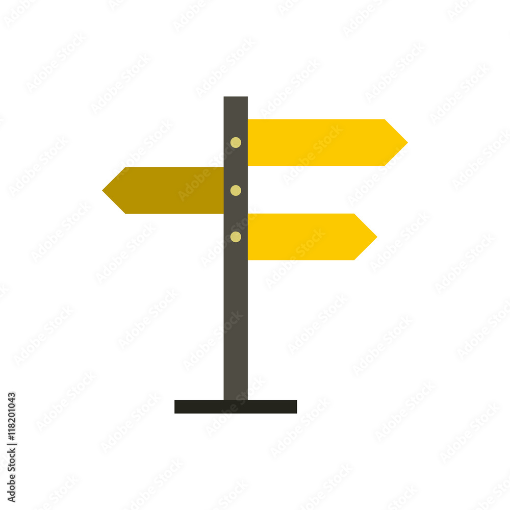 Road sign icon in flat style isolated on white background. Navigation symbol Road sign icon in flat style isolated on white background. Navigation symbol