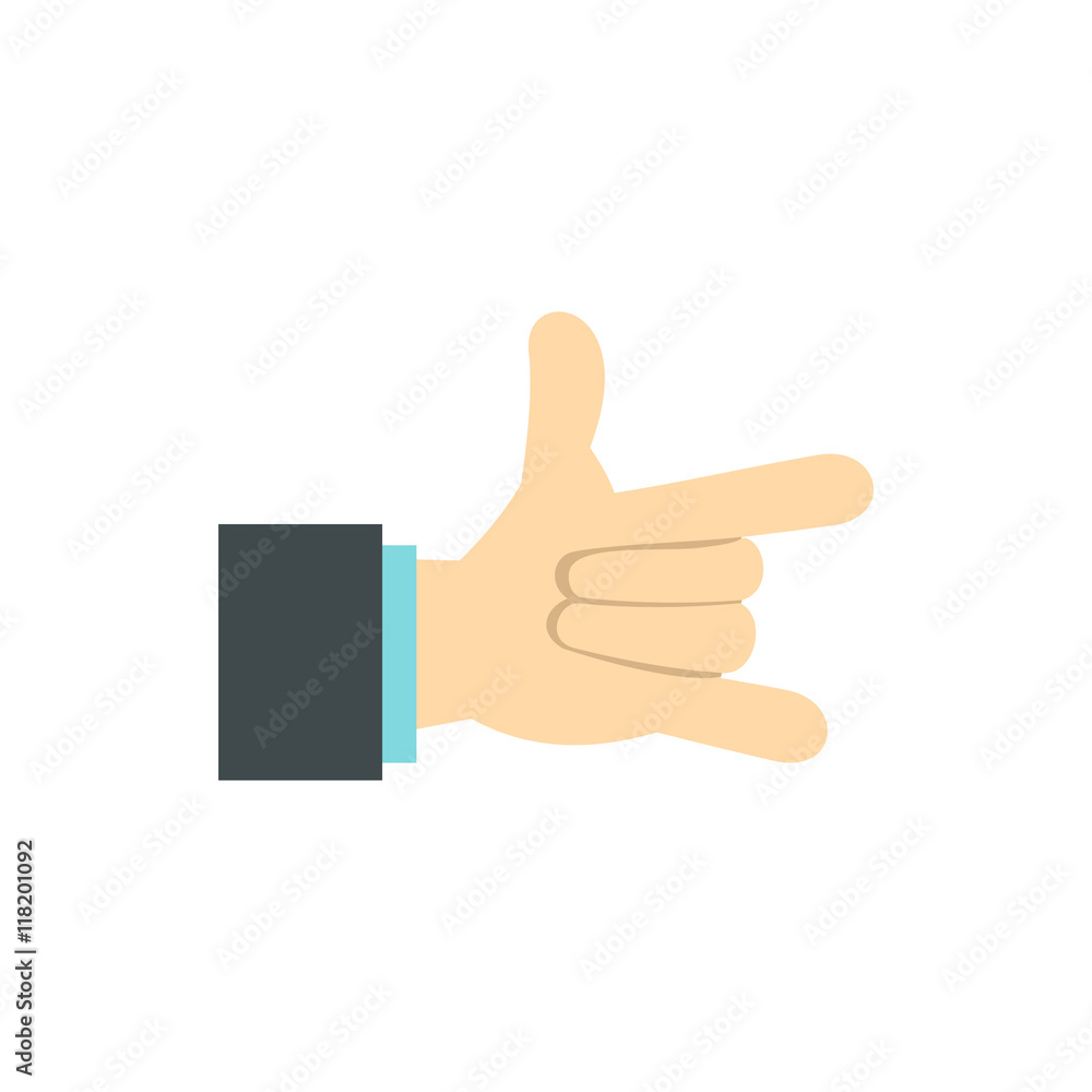 Gesture with index finger and little finger icon in flat style isolated on white background. Gestural symbol Gesture with index finger and little finger icon in flat style isolated on white background. Gestural symbol