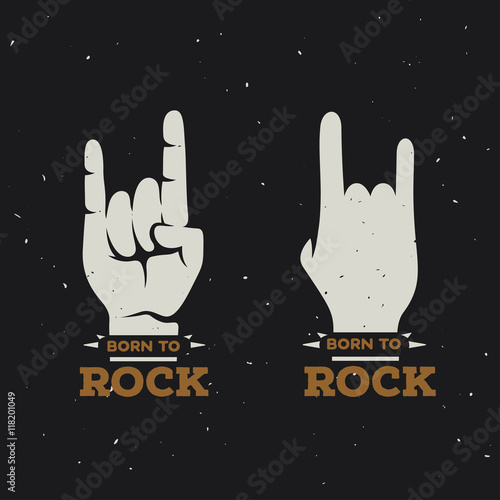 Born to rock vintage poster. Vector illustration.