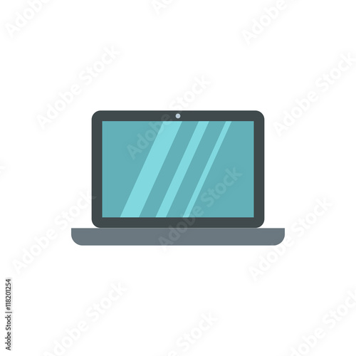 Laptop icon in flat style isolated on white background. Device symbol