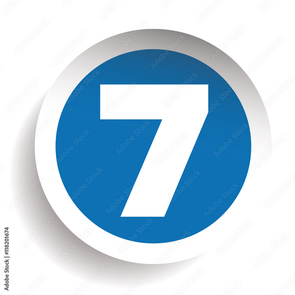 Number Seven sticker vector blue Number Seven sticker vector blue