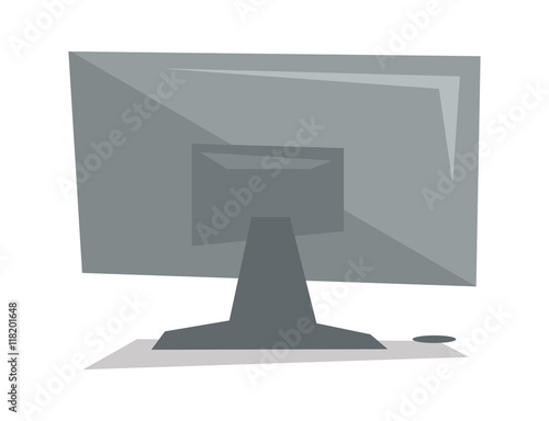 Rear view of computer display vector illustration