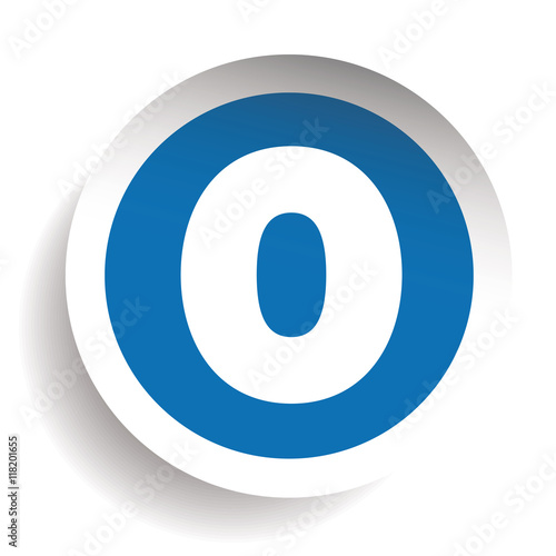 Number Zero sticker vector blue