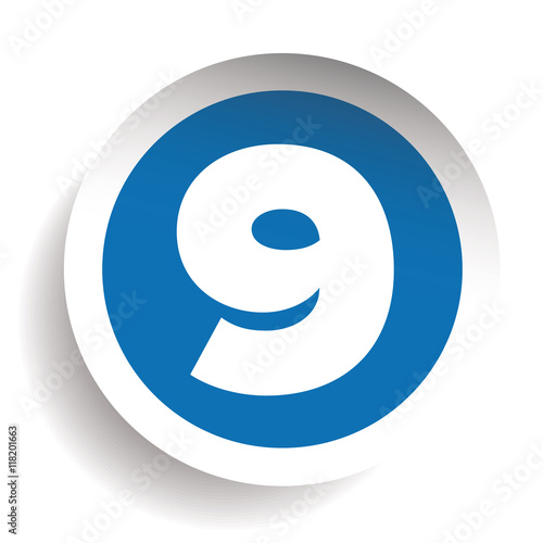 Number Nine sticker vector blue