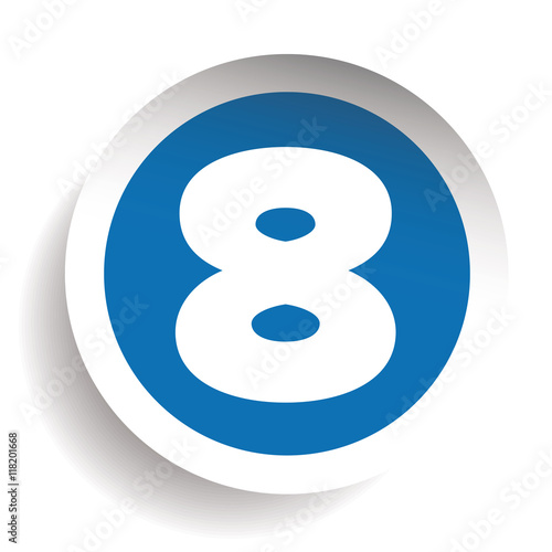 Number Eight sticker vector blue