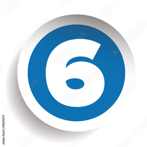 Number Six sticker vector blue
