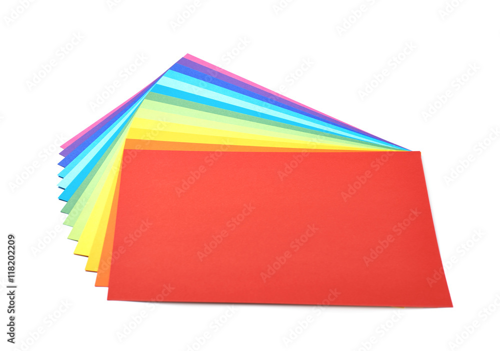 Twisted pile of colorful A4 sheets