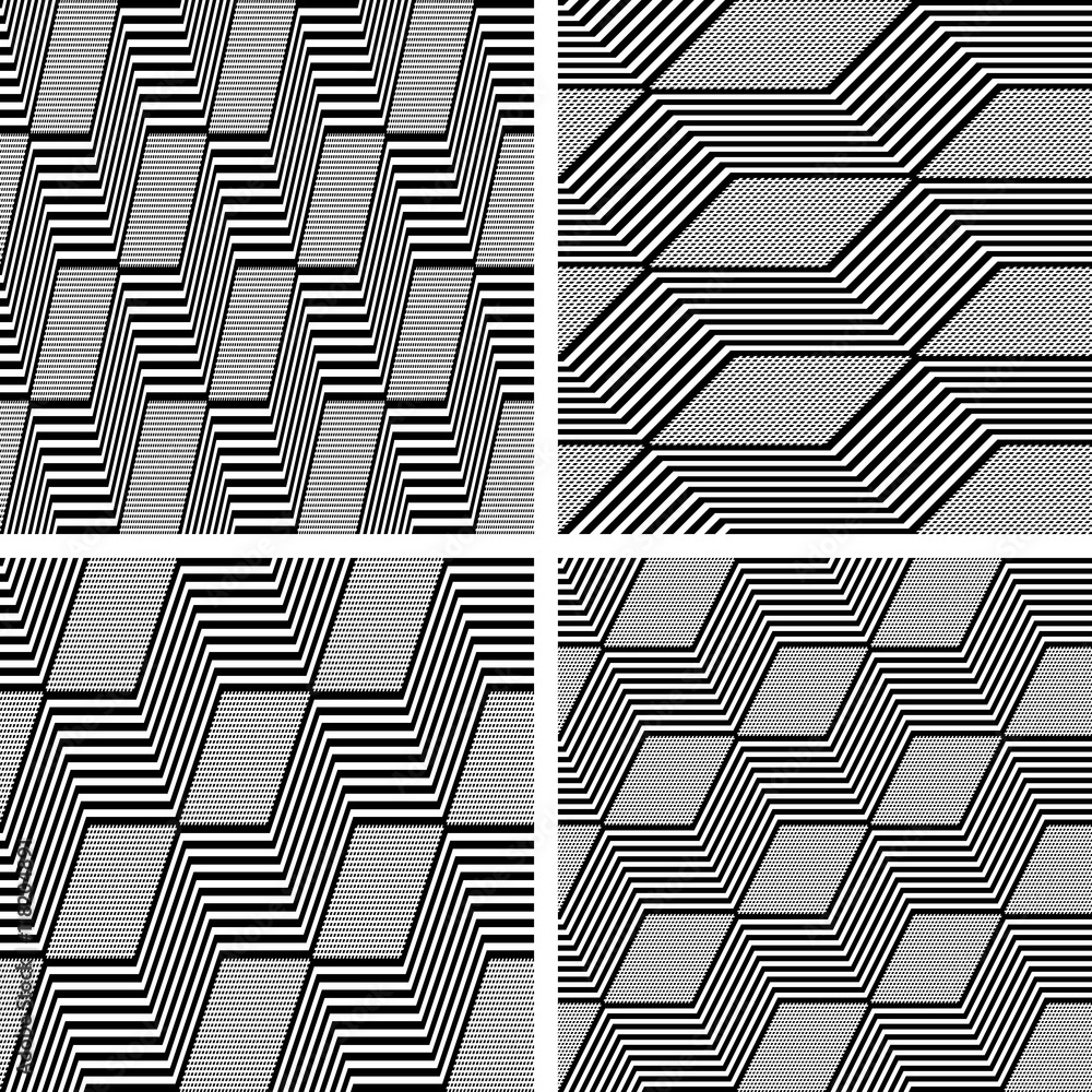 Zigzag patterns. Seamless textures set. Stock Vector Adobe Stock