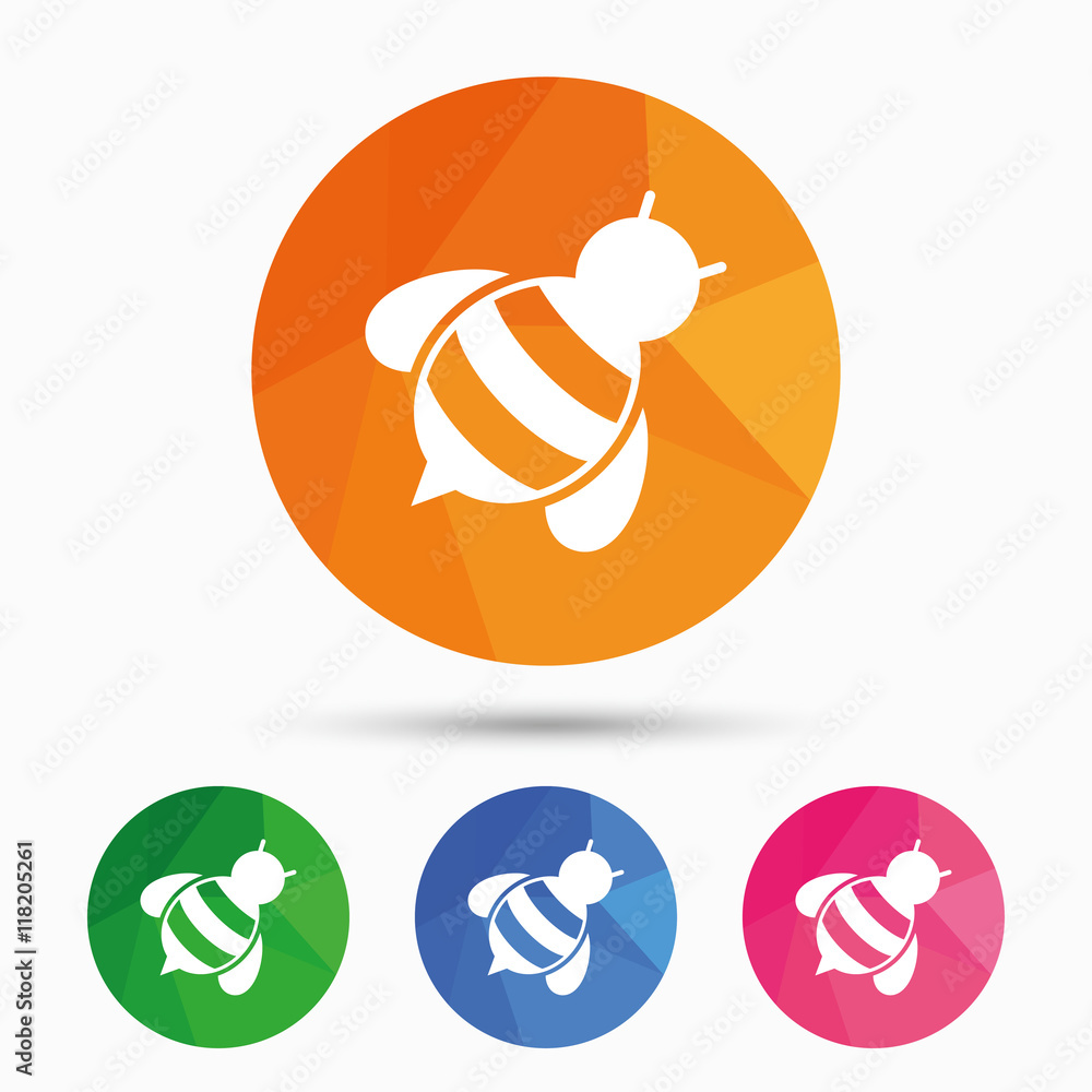 Bee sign icon. Honeybee or apis symbol. - obrazy, fototapety, plakaty 
