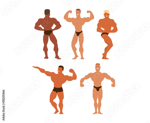 Mens physics bodybuilders vector illustration.