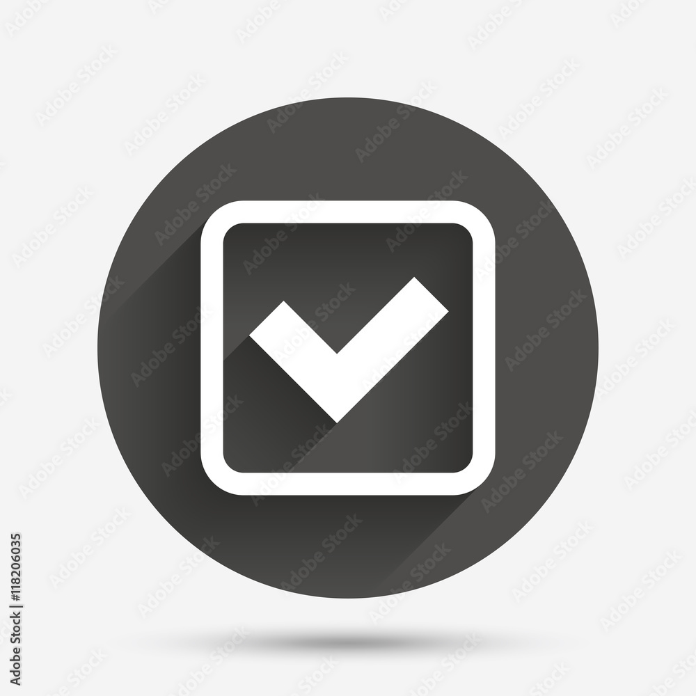 Check mark sign icon. Yes square symbol. Check mark sign icon. Yes square symbol.