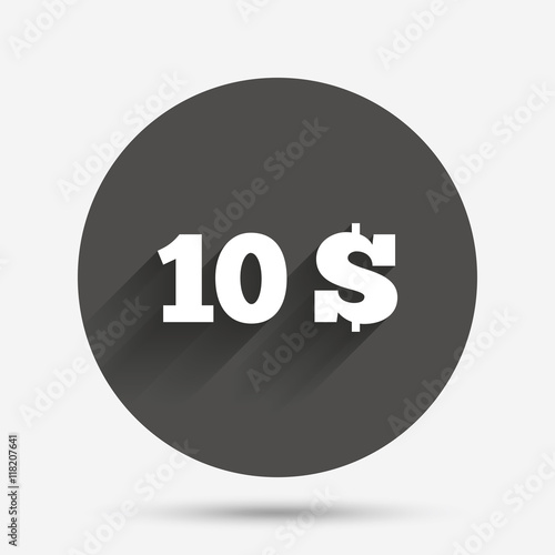 10 Dollars sign icon. USD currency symbol.