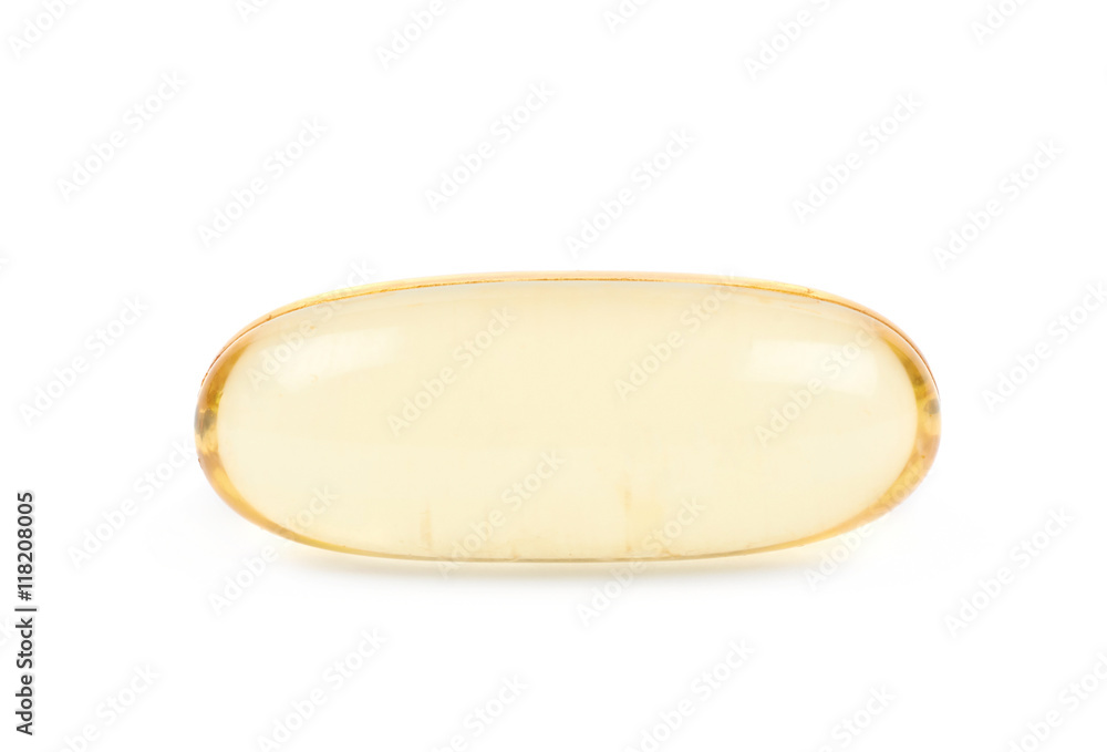 Single softgel pill isolated Single softgel pill isolated