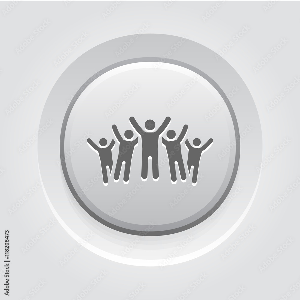Victory Icon. Grey Button Design.