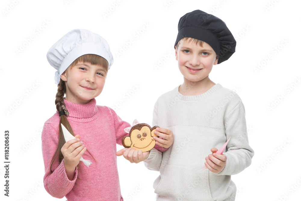 Children with gingerbread christmas cookie Children with gingerbread christmas cookie