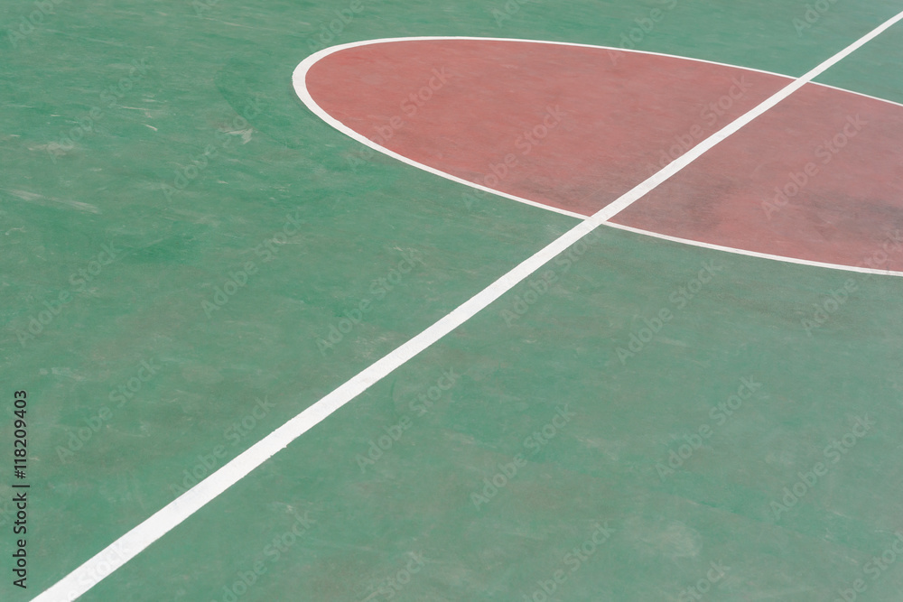 side view central circle of a basketball court
