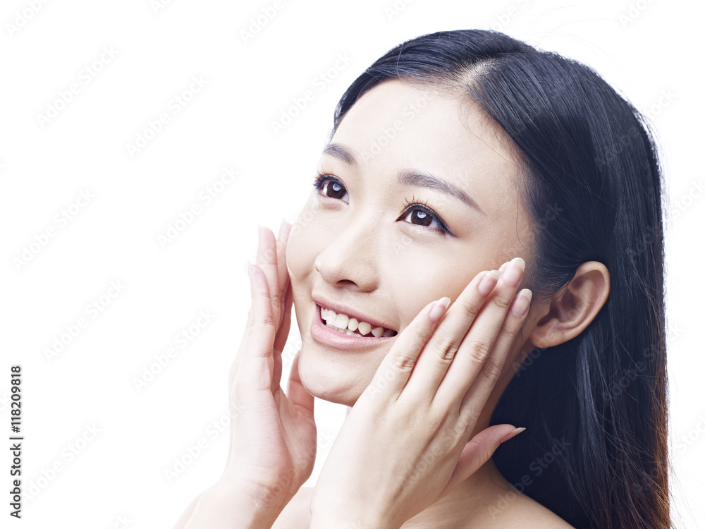 beautiful young asian woman with soft and smooth skin, isolated on white background beautiful young asian woman with soft and smooth skin, isolated on white background