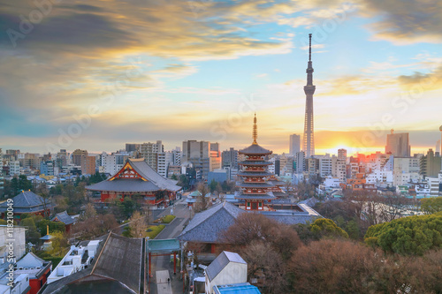 Photography View of Tokyo skyline at twilight