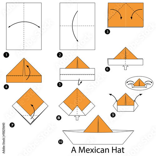 step by step instructions how to make origami A Mexican Hat.