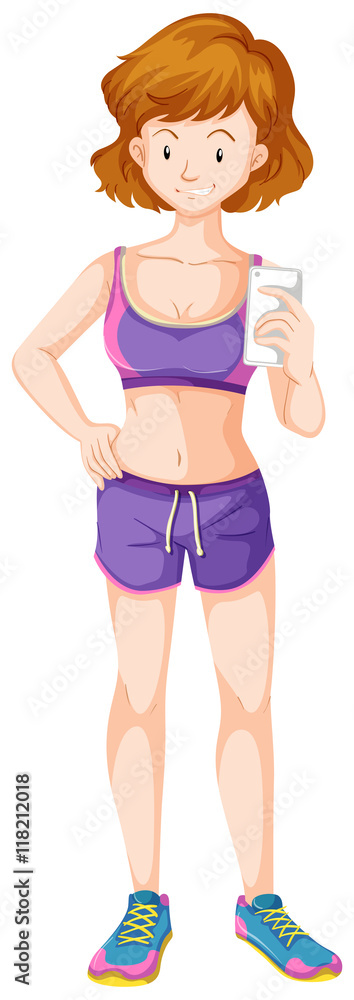 Woman in good shape taking selfie Woman in good shape taking selfie