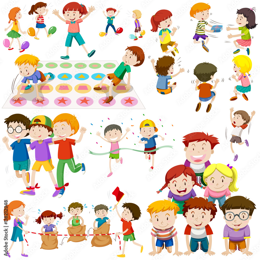 Children playing different kinds of games Children playing different kinds of games