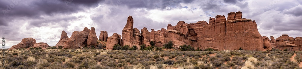Panoramic view of the area near Broken Arch in Arches National Park, Utah, USA Panoramic view of the area near Broken Arch in Arches National Park, Utah, USA
