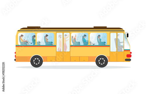Passengers in public transport bus.