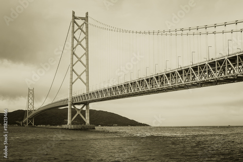 Large Bridge in vintage retro art color tone.