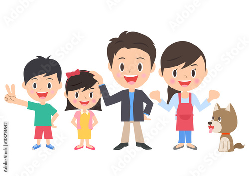 四人家族と犬