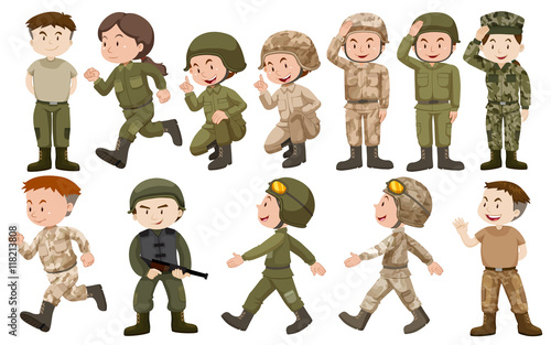 Male and female soldiers in uniform