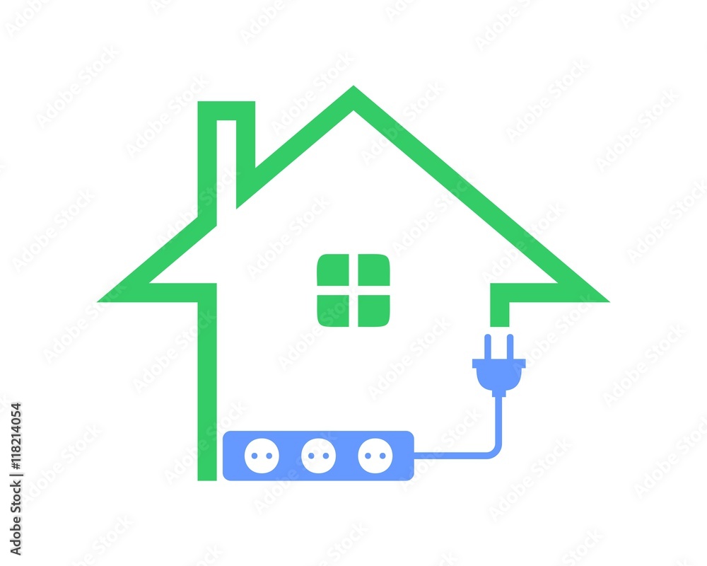 House green plug energy logo House green plug energy logo