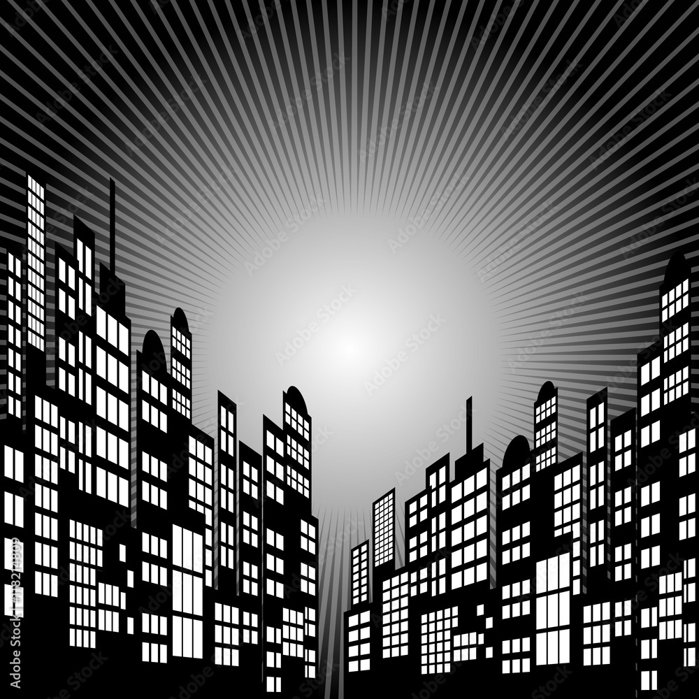 Style Cartoon Night City Skyline Background. Stock Vector Adobe Stock