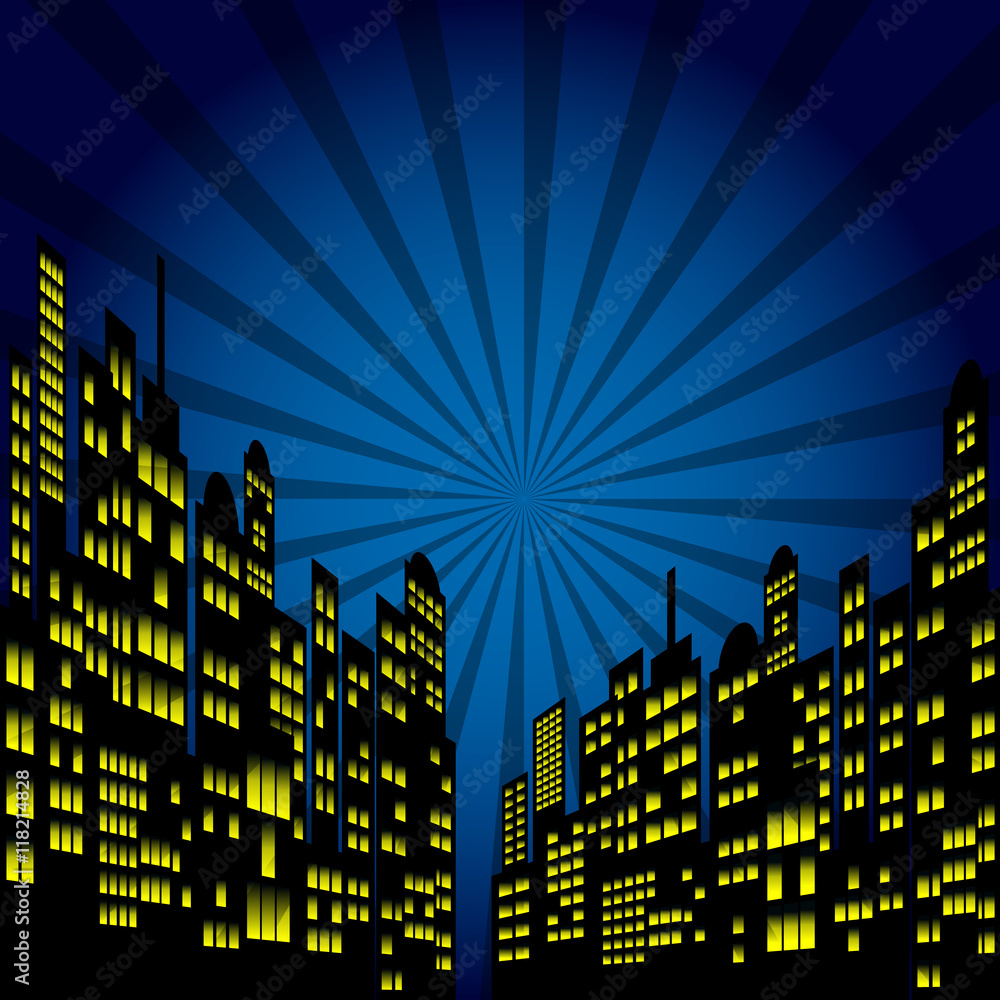 Style Cartoon Night City Skyline Background. Stock Vector | Adobe Stock