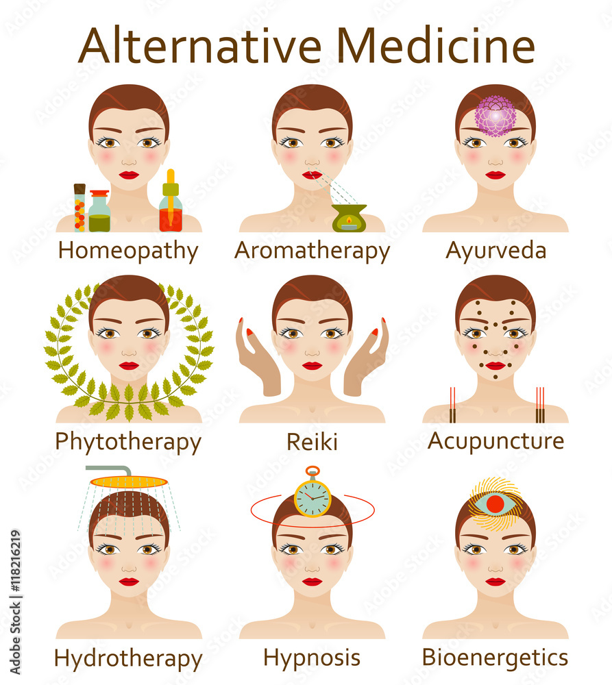 Fototapeta premium Alternative Medicine icons set. Vector illustration.