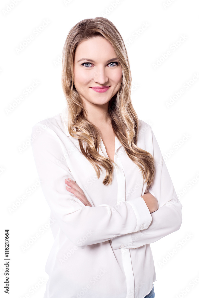 Attractive pretty woman, arms crossed. Attractive pretty woman, arms crossed.